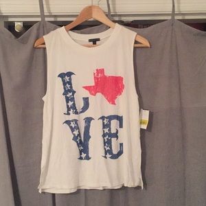 NWT Texas Love graphic tank top tee w/ open sides